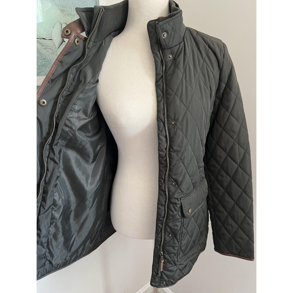Lauren Ralph Lauren Jacket Womens Small Green Quilted Equestrian Barn Coat - Picture 5 of 12